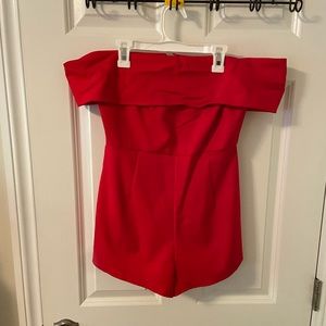Red Off the Shoulder Romper